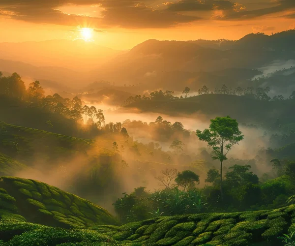 sunrise-tea-plantations-munnar-kerala-india copy